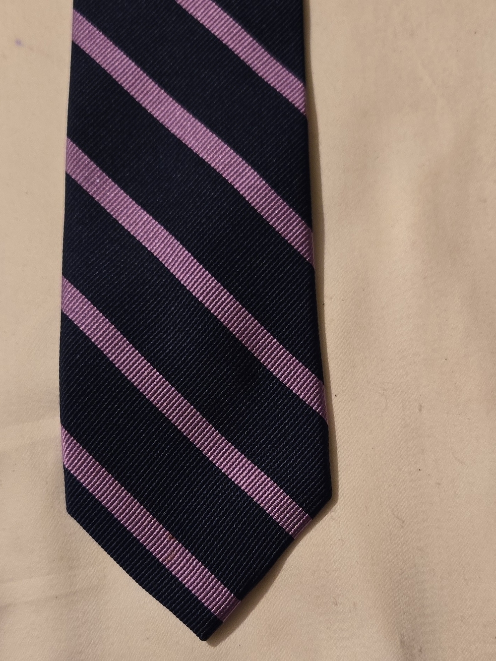 J. Crew Navy and Lavender Diagonal Stripe Tie
